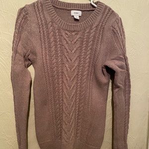 Purple Glitter Cable Knit Sweater M